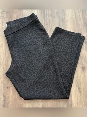 Rafaella Black & Brown Leopard Print Straight Leg Comfort Stretch Pants XLP